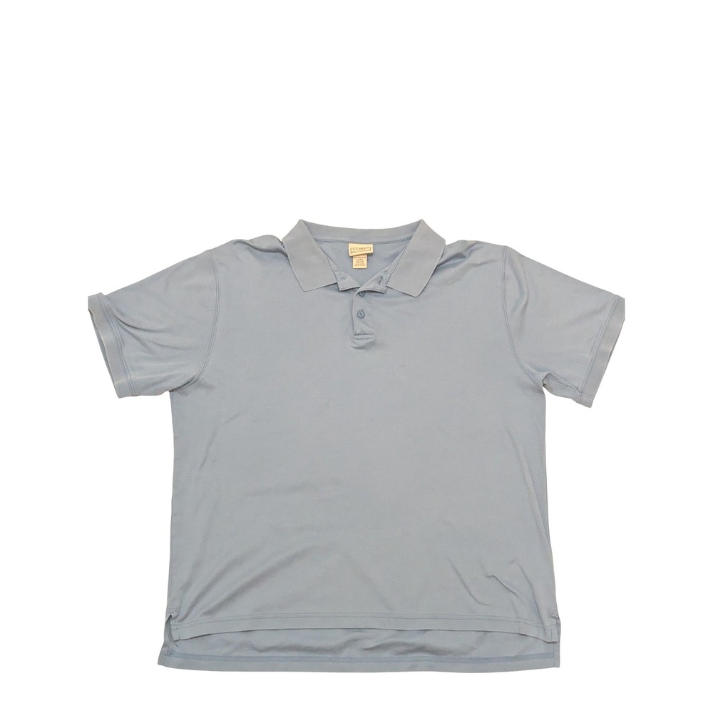 L.L.Bean Men's Size LG REG Blue 100% Pima Cotton Polo Shirt Short Sleeve